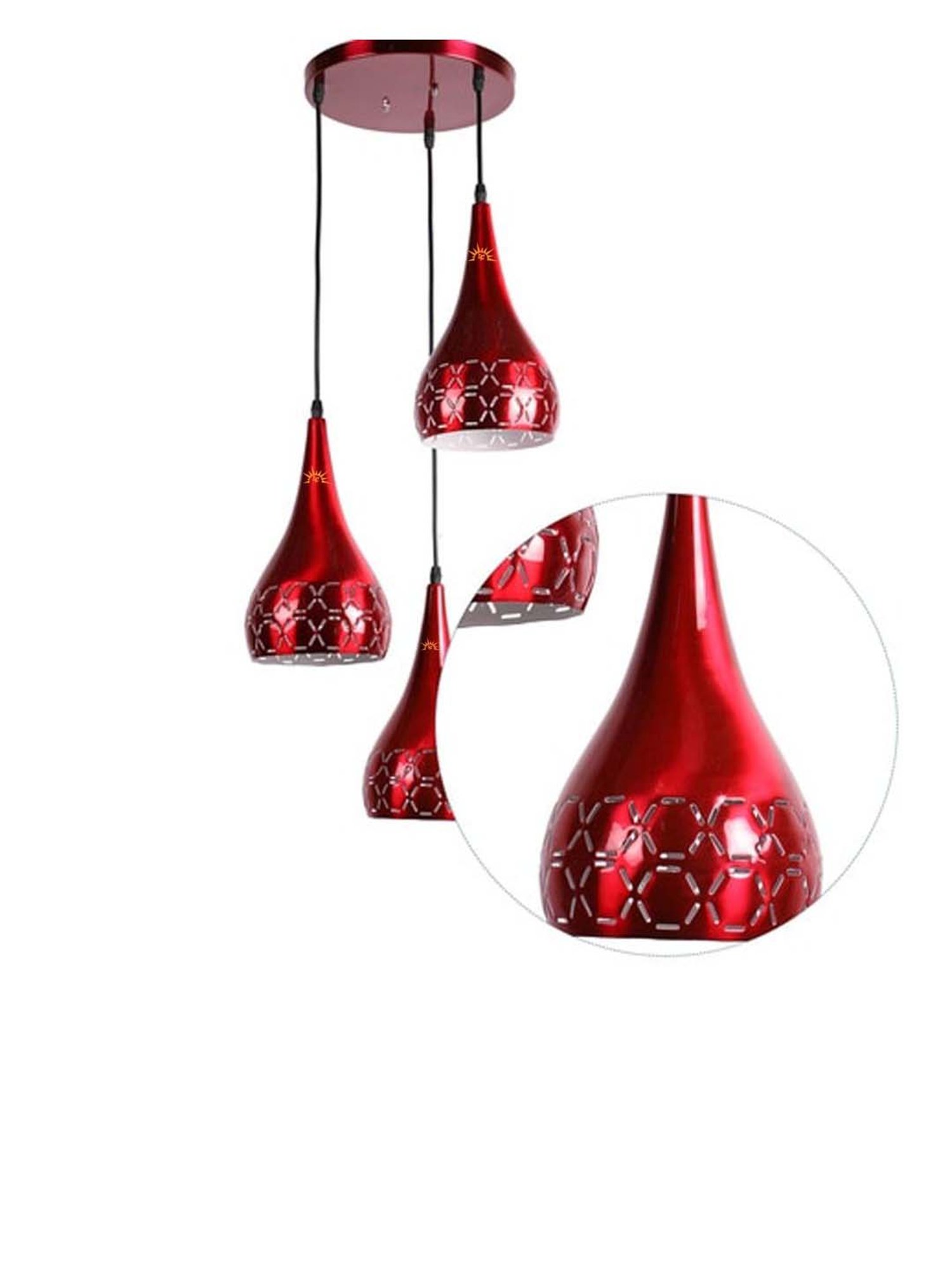 DecorativeRay Red Aluminium Hanging Light - Set of 1