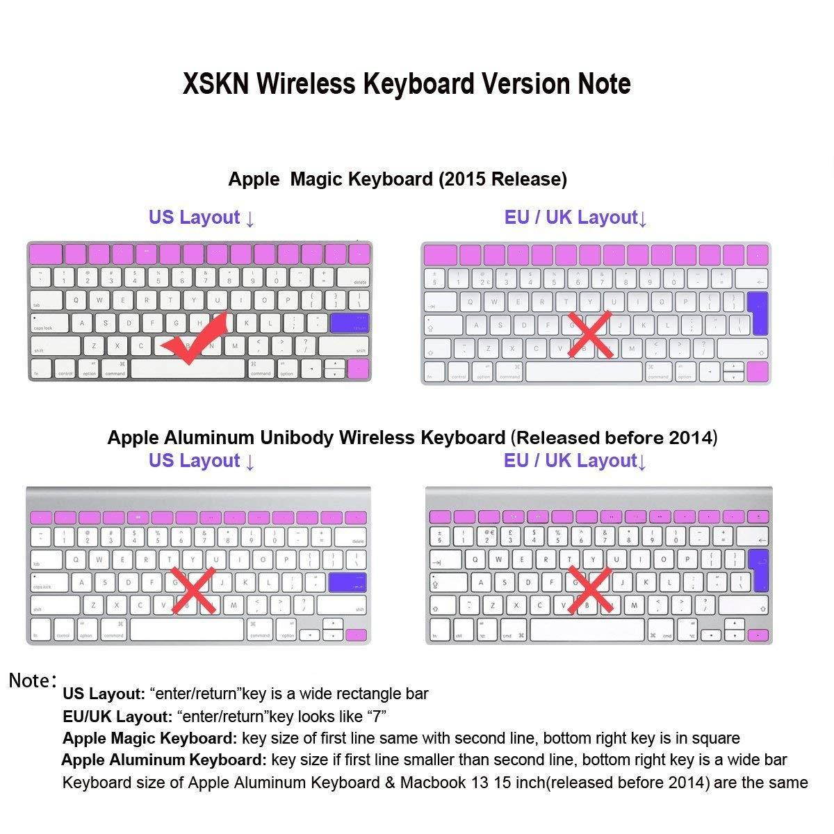 XSKN Ultra Thin Keyboard Cover Silicone Skin for Magic Keyboard 2015 Version, US Layout (Black)