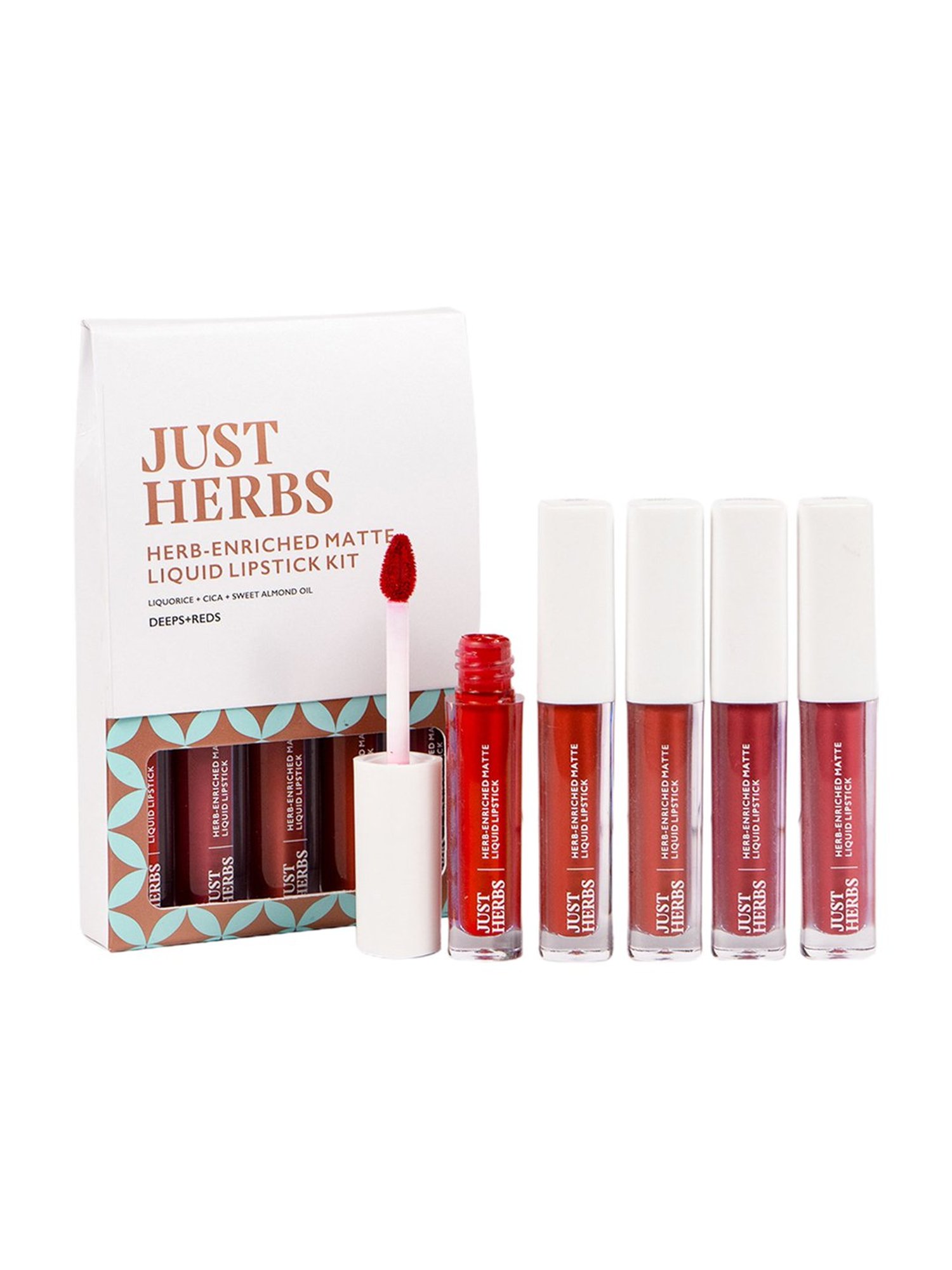 JUST HERBS Herb-Enriched Matte Liquid Lipstick Kit - Deeps + Reds
