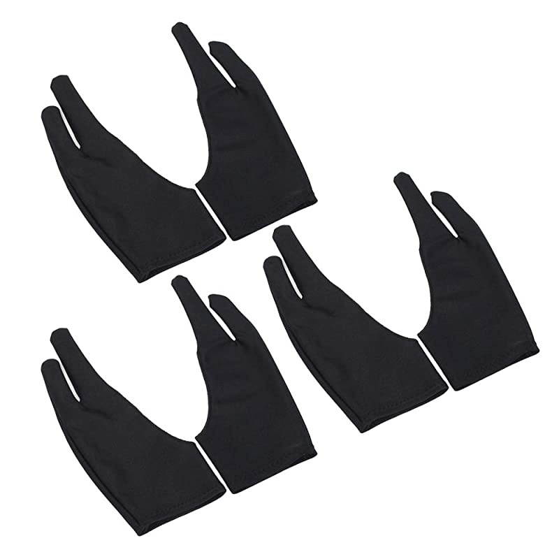 Artist Antifouling Drawing Glove 2Fingers Graphic Drawing Glove Left Right Hand Use for Light Box Graphic Tablet Pen Display iPad Pro Pencil6 Pack Black