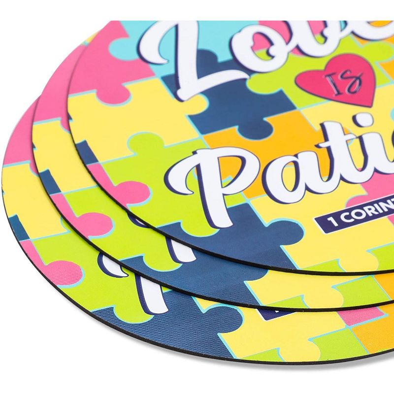 3-Pack Car Bumper Magnet for Autism Awareness, Love is Patient (5.5" Diameter, Corinthians 13:4)