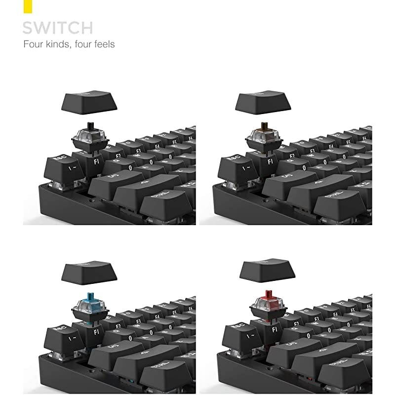 Calibur 60 Mechanical Gaming Keyboard RGB Backlit Wireless Bluetooth 40 and USB Wired 71 Key Compact TKL Red Switch