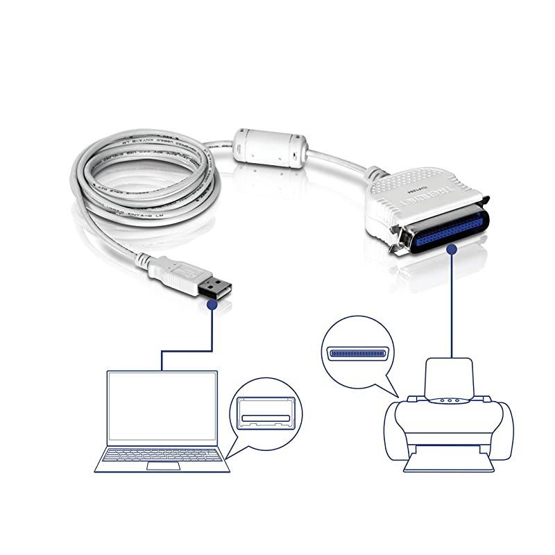 USB to Parallel 1284 Converter Cable TUP1284 USB 112030 Windows 108187 Mac OS X 106109 2 m 66 ft Length Connect Parallel Port Printers to a USB Port Plug Play