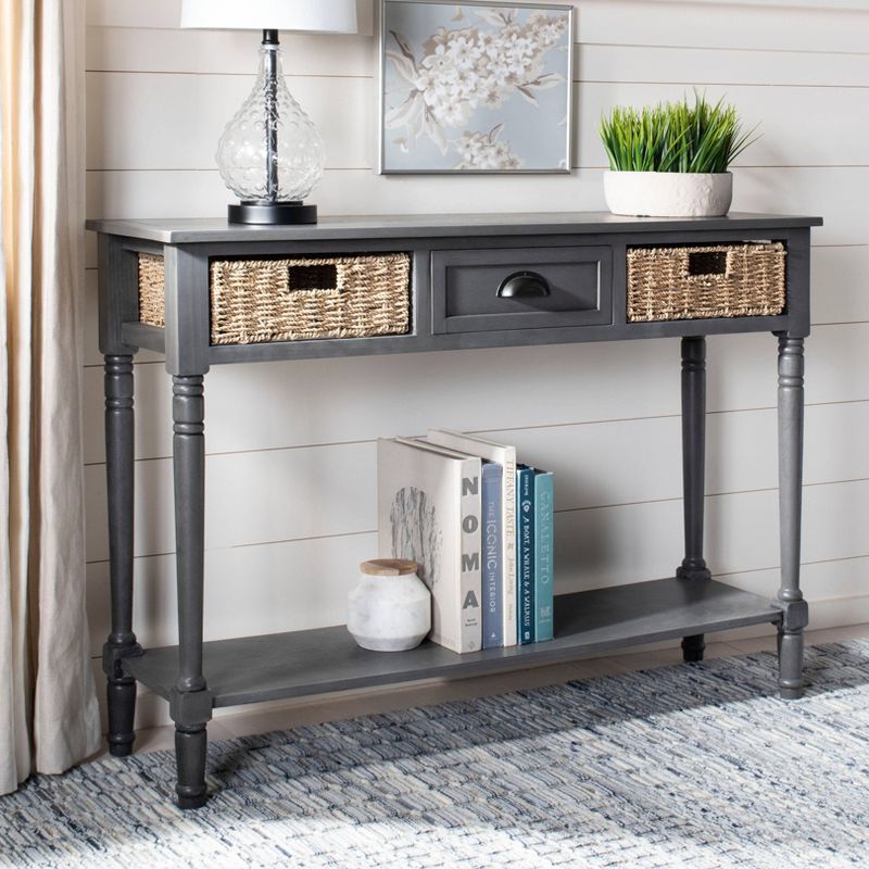 Caguas Console Table with Baskets Gray - Safavieh