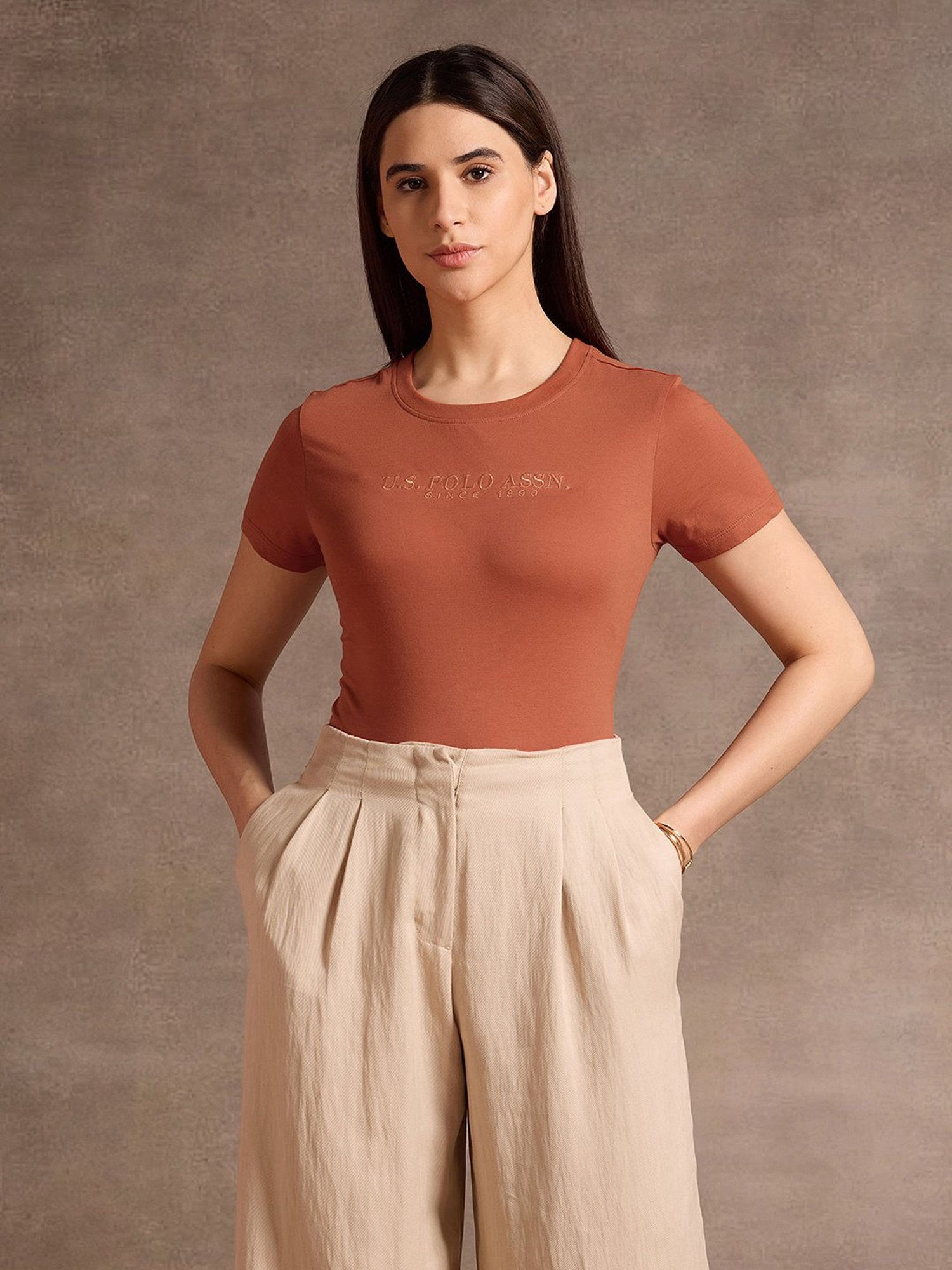 U.S. Polo Assn. Brown Graphic Print T-Shirt