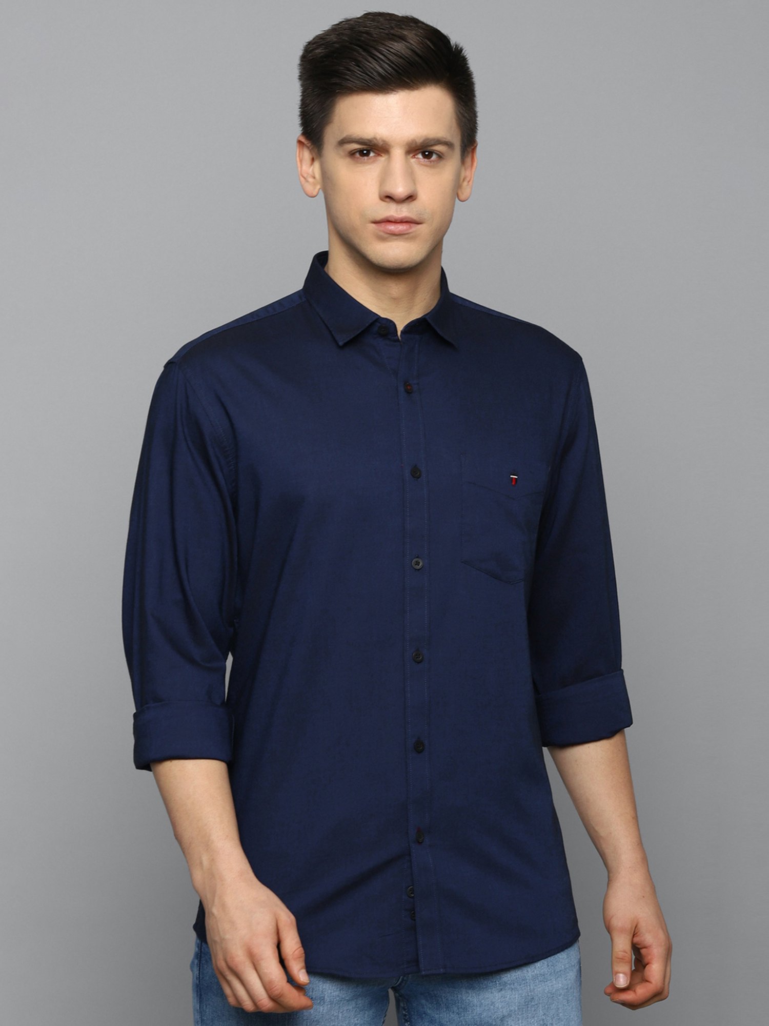 Louis Philippe Sport Navy Slim Fit Cotton Shirt