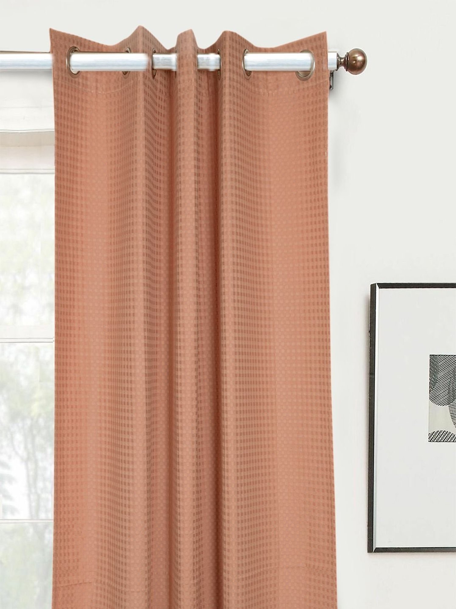 Saral Home Beige Cotton Yarn Eyelet Long Door 9ft Curtains Set of - 2