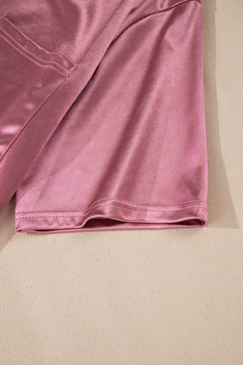 Pink Solid Chest Pocket Loose Fit T Shirt