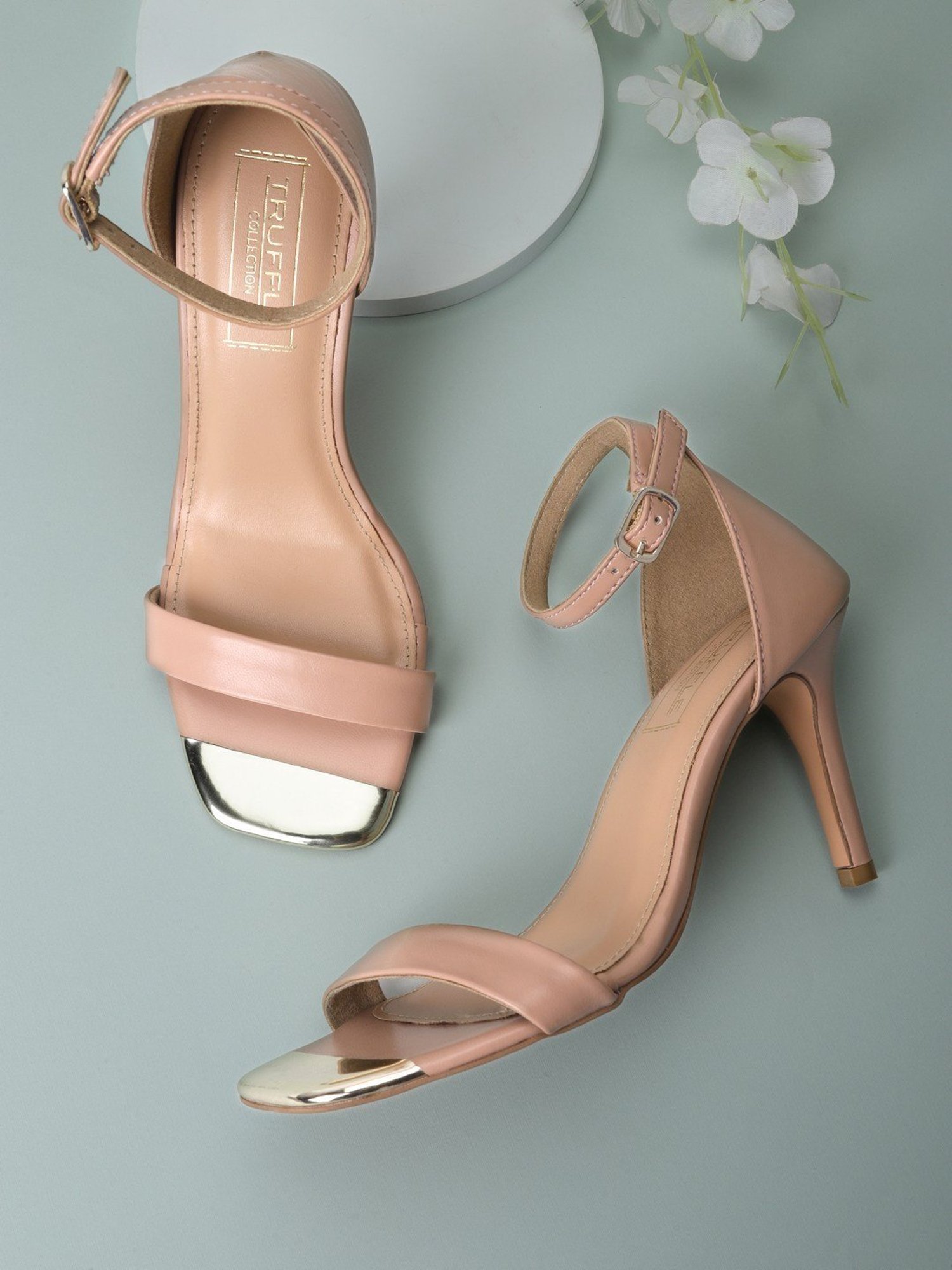 Truffle Collection Women's Nude Ankle Strap Stilettos