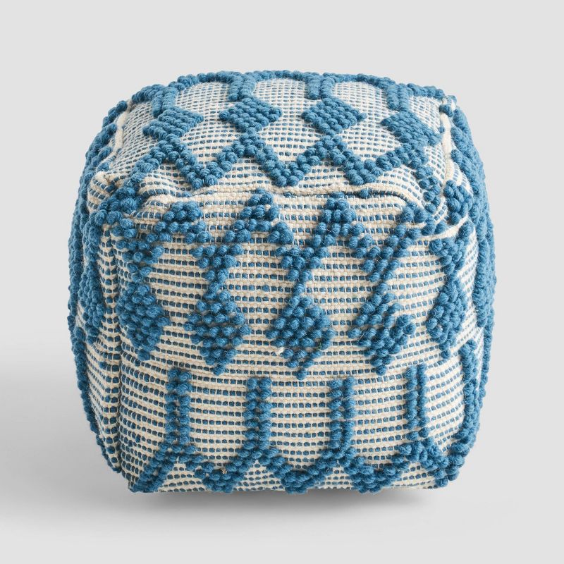 Birchglen Boho Ottoman Pouf Teal/White - Christopher Knight Home
