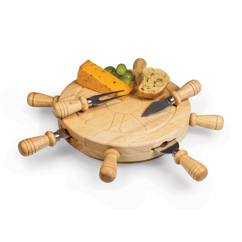 Rubberwood Ship Helm Cheese Board - Picnic Time