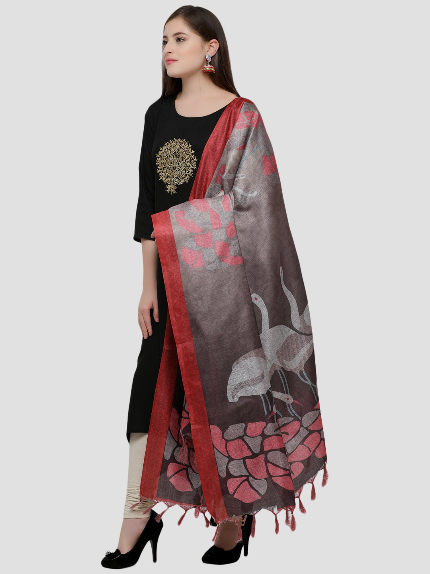Saree Mall Brown Printed Dupatta