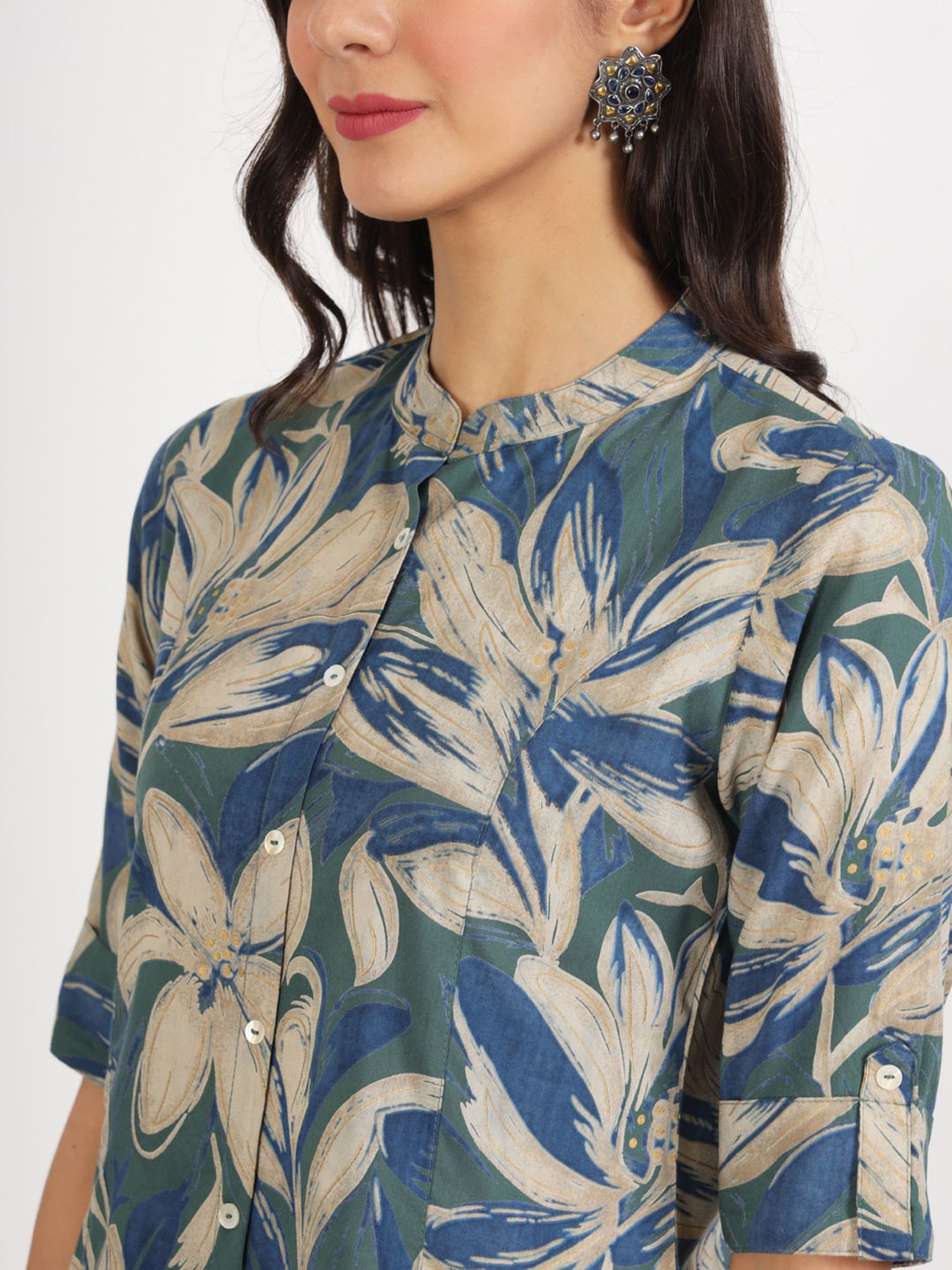 Divena Green Floral Print Tunic