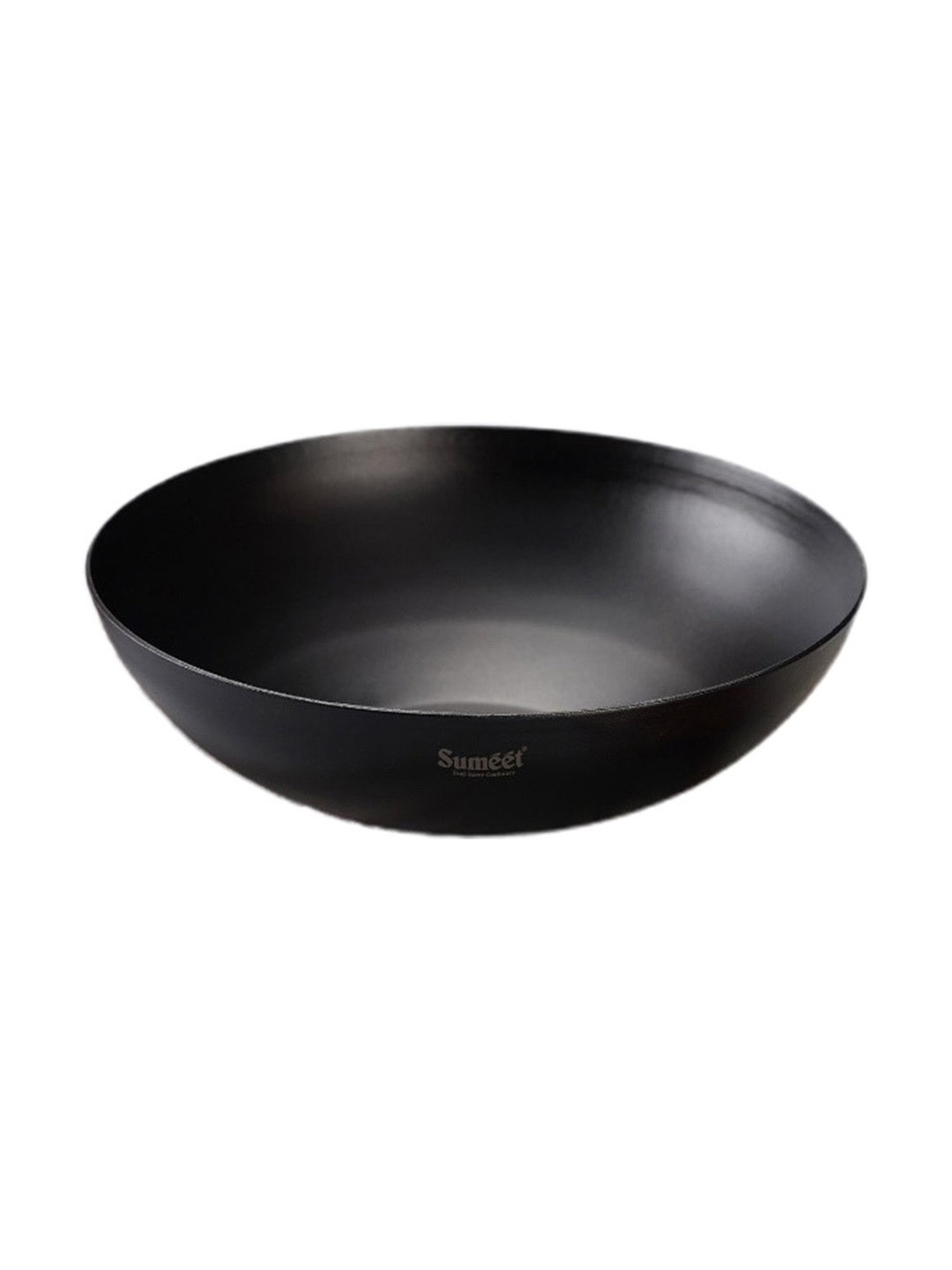 Sumeet Pre Seasoned Carbon Steel (Iron) Deep Tasra for Frying|27cm| 3100ml, Gas & Induction-Friendly
