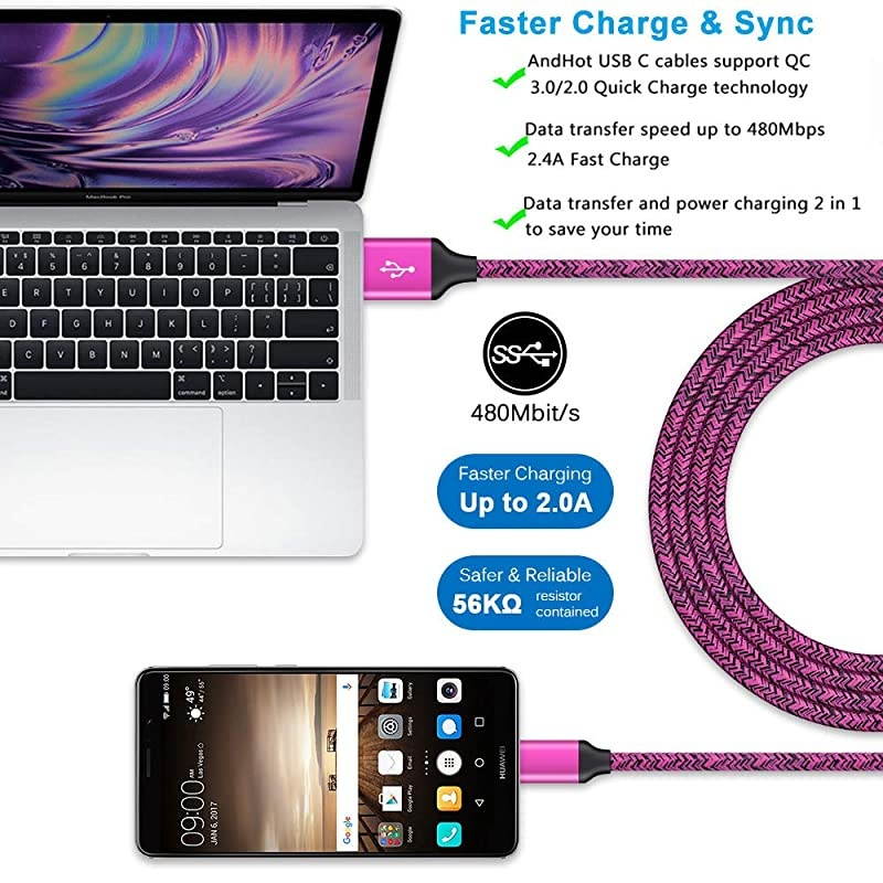 Dual USB Type C Car Charger Charging Block Wall Plug with 6ft USB C Fast Charging Cable for Samsung Note 20 10 S20 FE S10 A50 A51 A21, LG K51 Stylo 6 5 4 V50 G8 G7 ThinQ Q7, Moto G9 G8 G7 G6