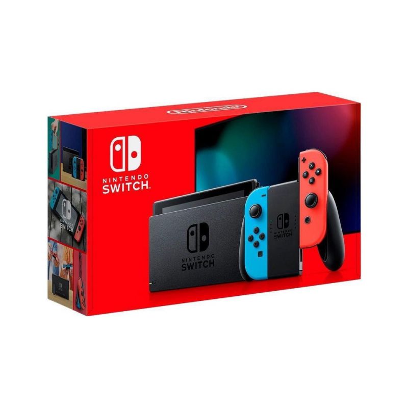 2019 New Nintendo Switch Red/Blue Joy-Con Improved Battery Life Console Bundle with Super Smash Bros. Ultimate