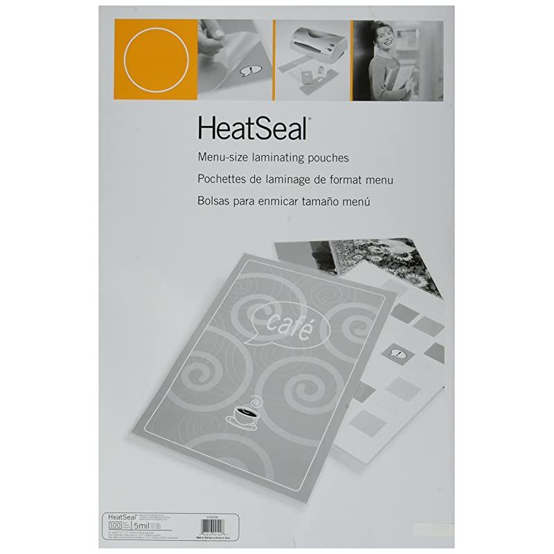 GBC Laminating Sheets, Thermal Laminating Speed Pouches, Menu Size, 5 Mil, HeatSeal UltraClear, 100 Pack (3200598)