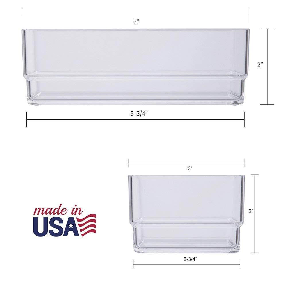 STORi Clear Plastic Vanity and Desk Drawer Organizers | 6 Piece Set