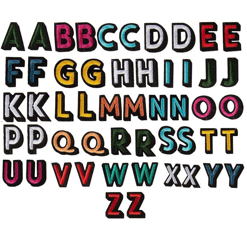 52 Alphabet Applique Patches, Iron on Patches, 2 Sets, Multicolored, 1.375" x 1"