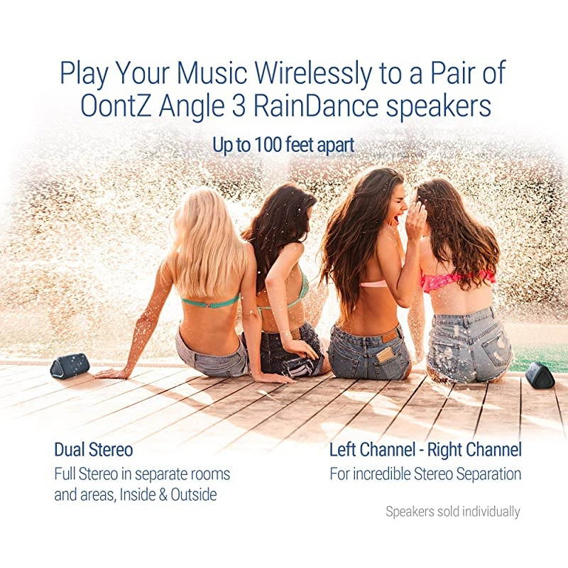 Angle 3 Bluetooth Portable Speaker, Louder Volume, Crystal Clear Stereo Sound, Rich Bass, 100 Foot Wireless Range, Microphone, IPX5, Bluetooth Speakers (Black)