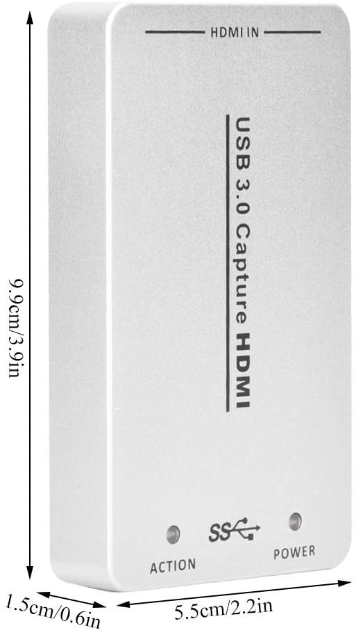 Hakeeta HDMI to USB 3.0 Video 1080HD Capture Card Adapter with HDMI High-Definition Audio and Video Signals Compatible with HDMI Audio Capture and 48KHz PCM Audio Output.