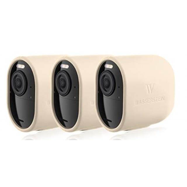 Wasserstein Protective Silicone Skins Compatible with Arlo Ultra/Ultra 2 & Arlo Pro 3 - Accessorize and Protect Your Arlo Camera (3 Pack, Beige)