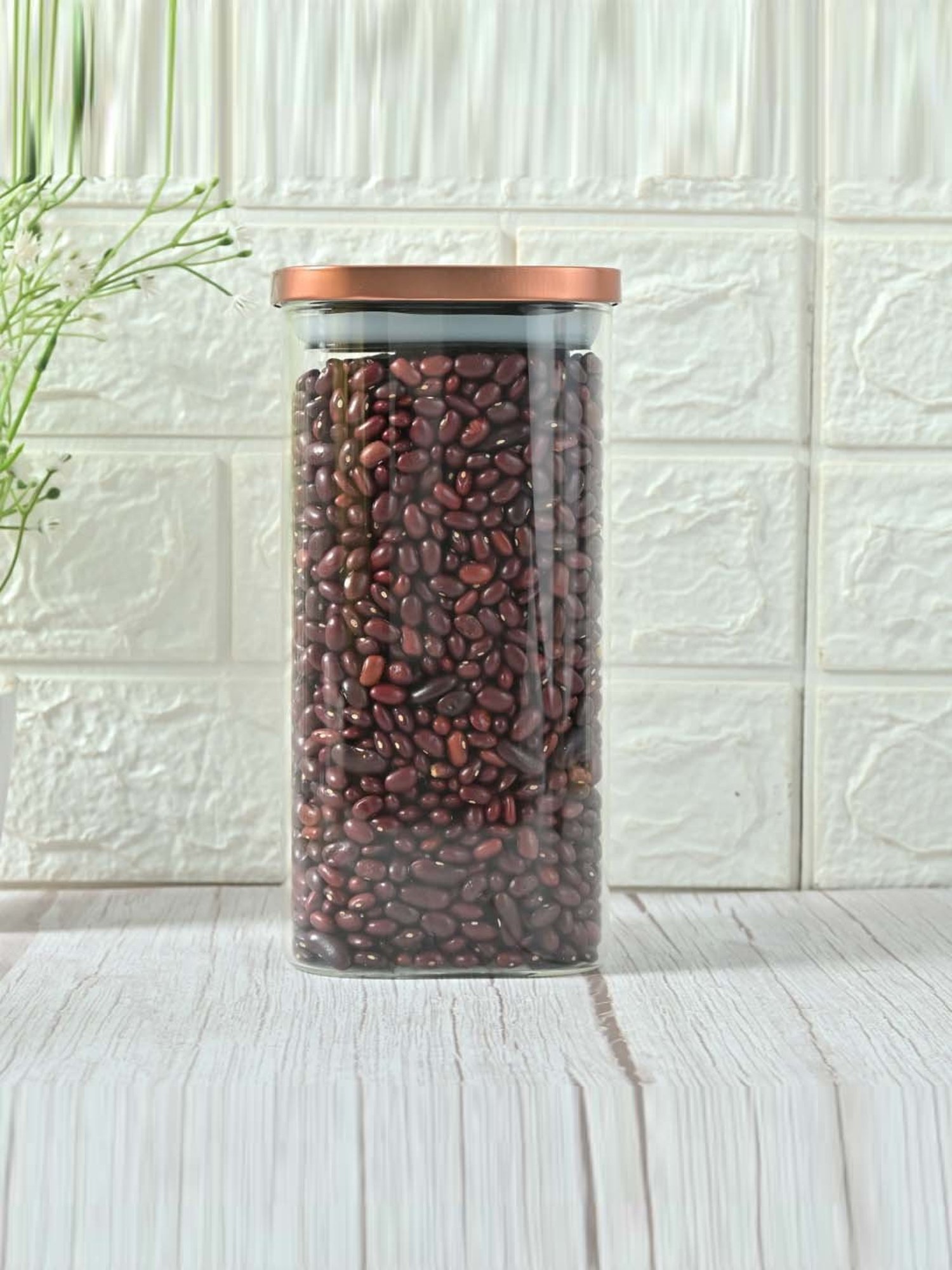 Femora Borosilicate Glass Kitchen Storage Jar With Airtight Steel Lid (1.5 L) - Set of 2