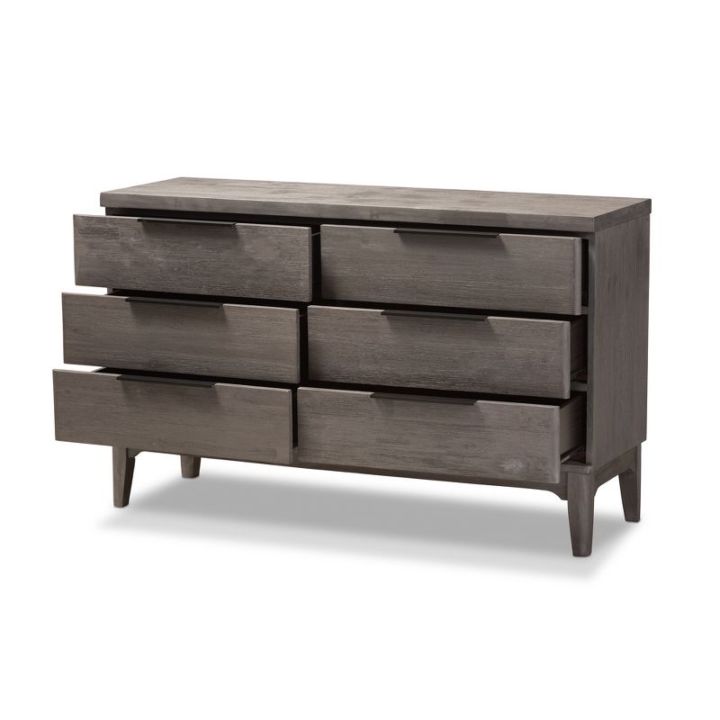 Nash Rustic Platinum Wood Finish 6 Drawer Dresser Gray - Baxton Studio
