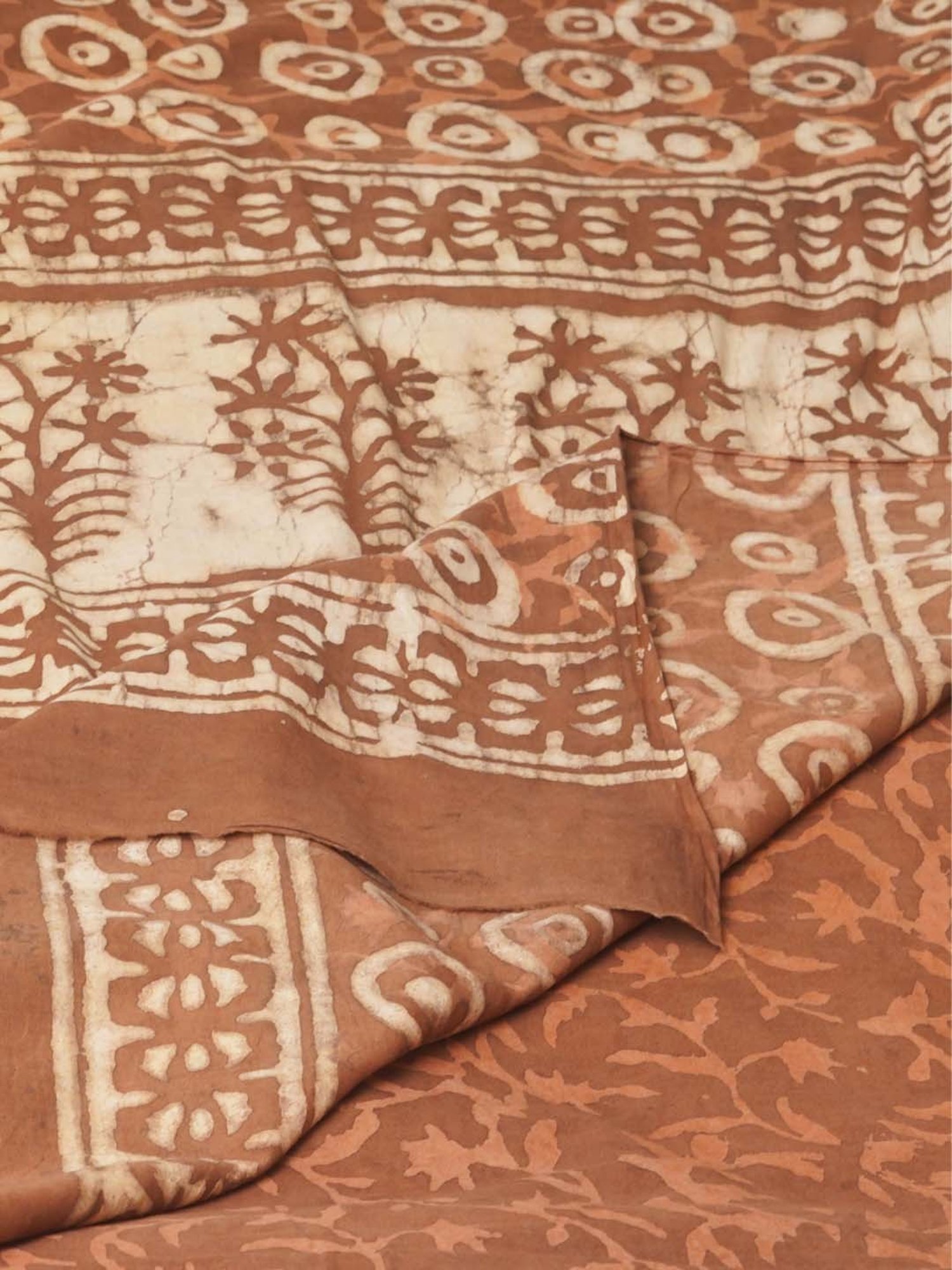 Unnati Silks Brown Cotton Printed Saree With Unstitched Blouse