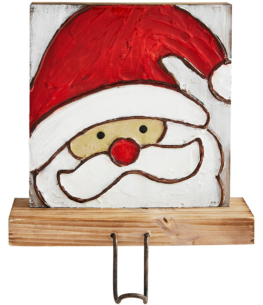 Mud Pie Farmhouse Christmas Collection Santa Hand-Painted Stocking Holder