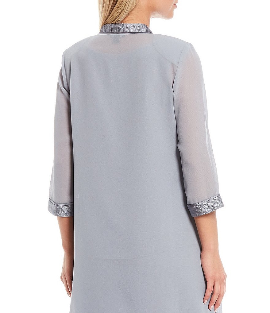 Alex Evenings Stretch Velvet Long Sleeve Ruched Beaded Accent Collar Boat Neck Blouse