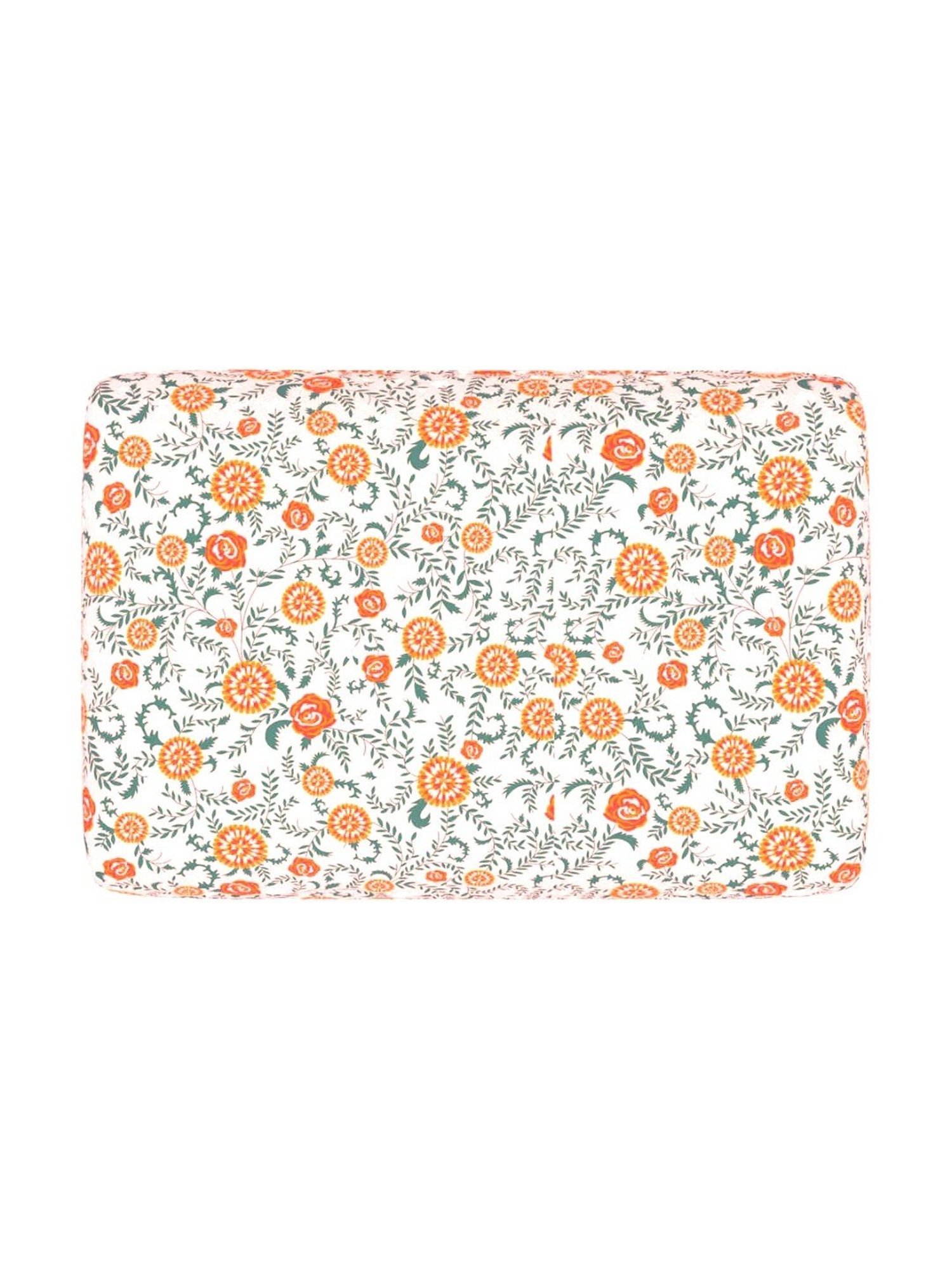 Chumbak Nawaab Earthy Floral Pink Peach Sheesham Wood Small Bench