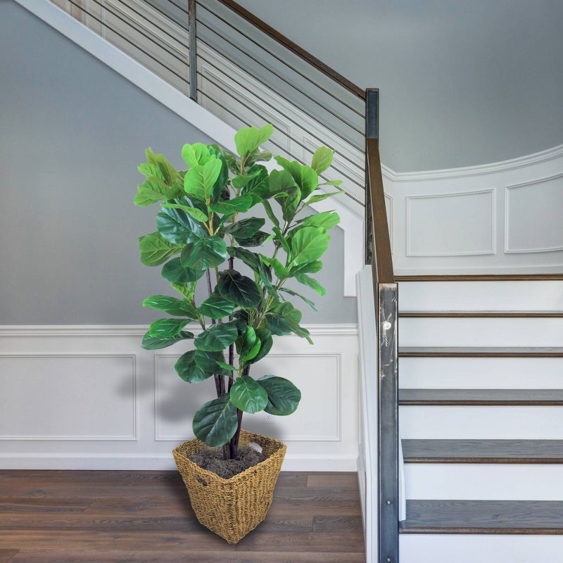 66" Artificial Fiddle Leaf Fig Tree in Square Basket - LCG Florals