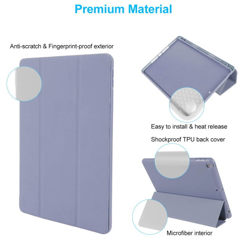 Case Compatible with iPad Mini 7.9" 2019 iPad Mini 5th Gen with Pencil Holder,Protective Case with Ultrathin Trifold PU Leather,Auto Sleep/Wake Cover Compatible for iPad Mini 5th Gen,Grey