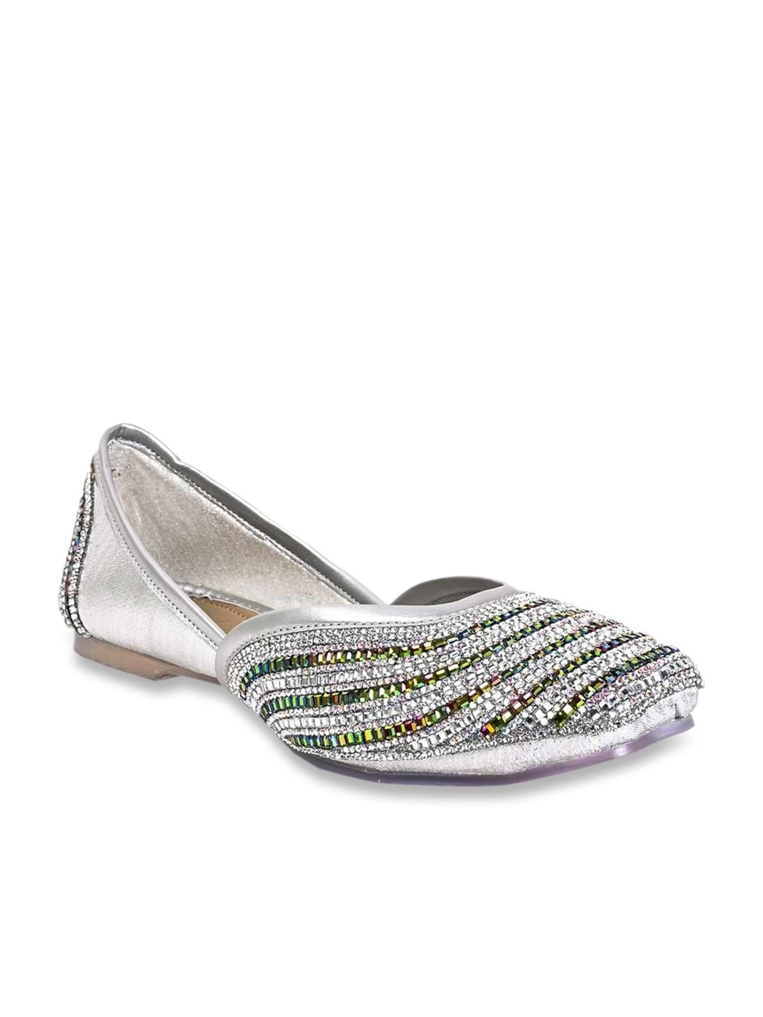 Jove Women's Silver Ethnic Juttis