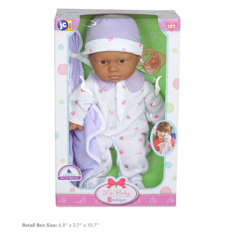 JC Toys La Baby 11" Baby Doll - Purple Outfit