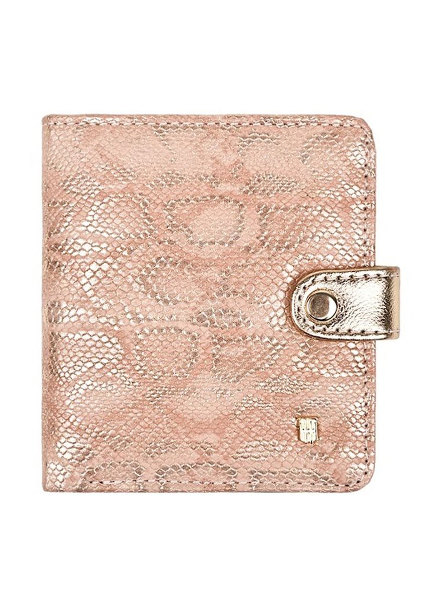 THE HOLISTIK Shimmer Pink Textured Rfid Bi-Fold Wallet for Women