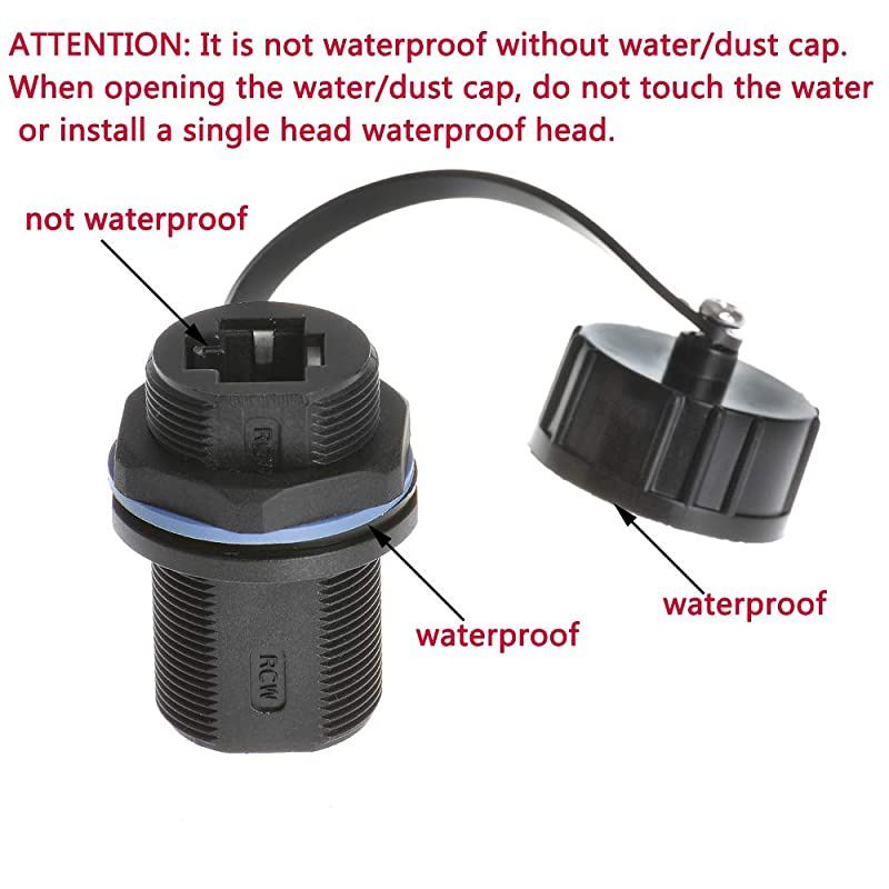 5PCS Panel Mounting Shielded RJ45 Waterproof Cat55e6 8P8C Connector Ethernet LAN Cable Connector Double Head Adapter with WaterproofDust Cap