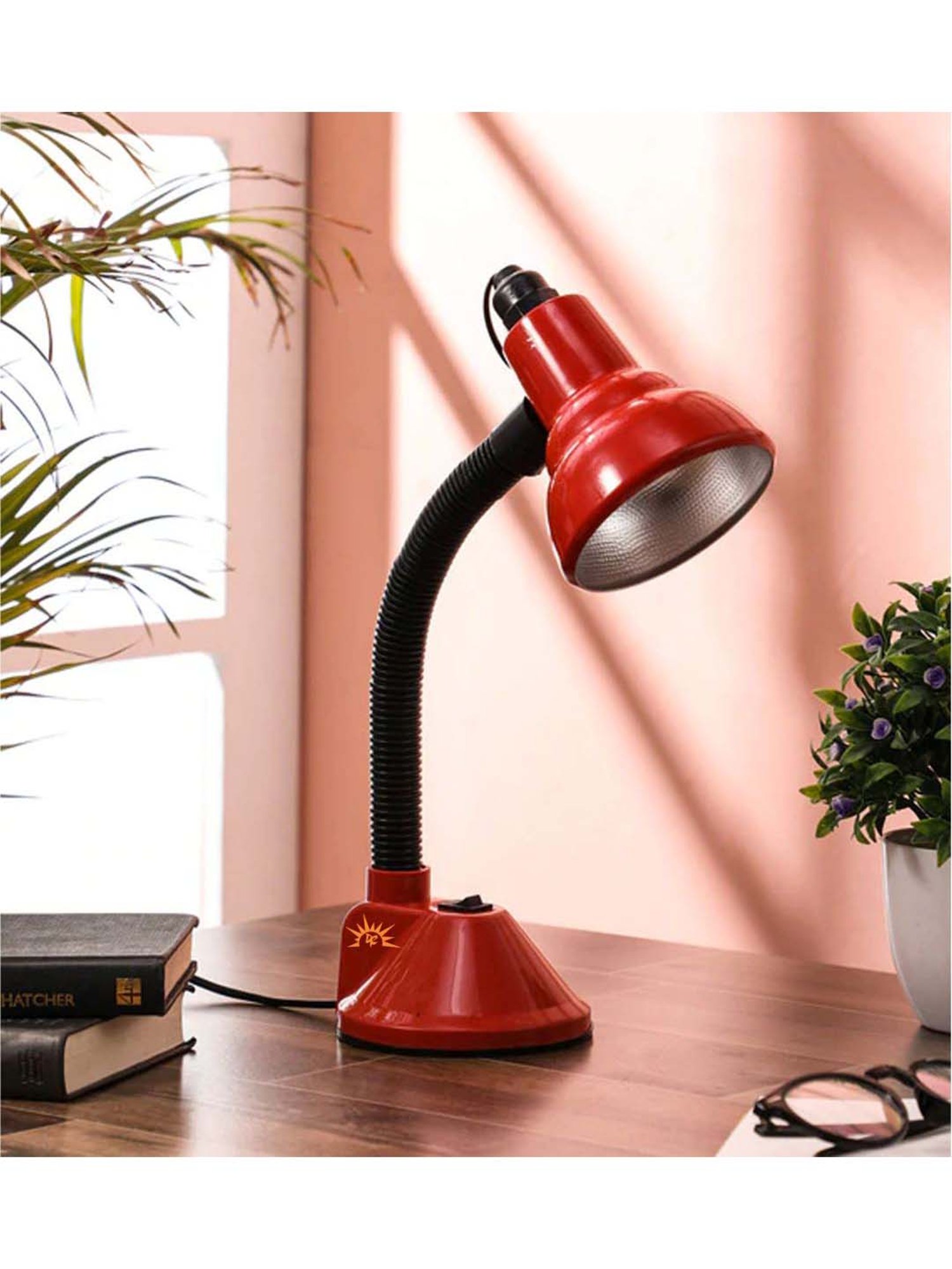 DecorativeRay Red PVC Study Table Lamp - Set of 1