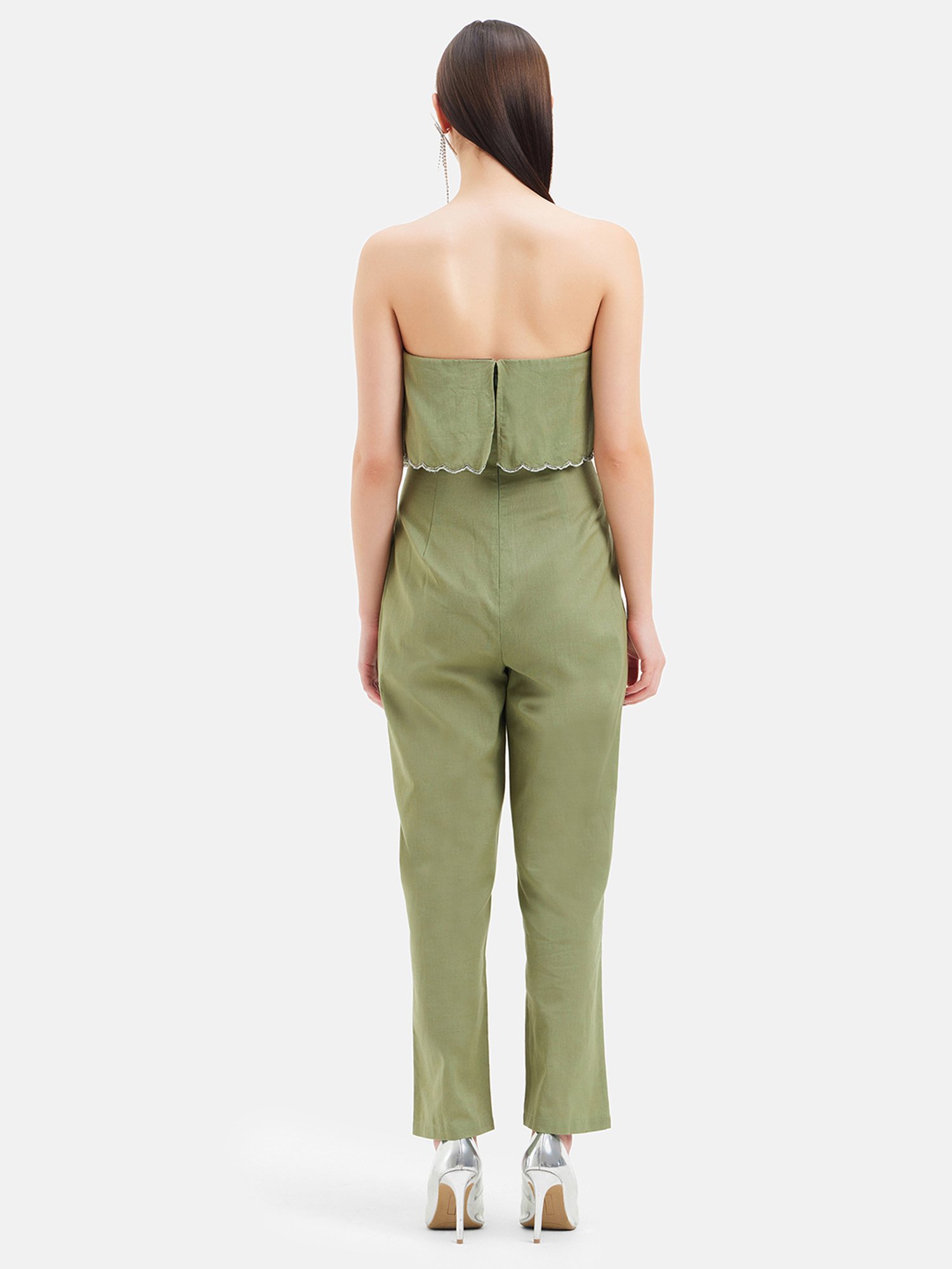 Kazo Olive Linen Maxi Jumpsuit