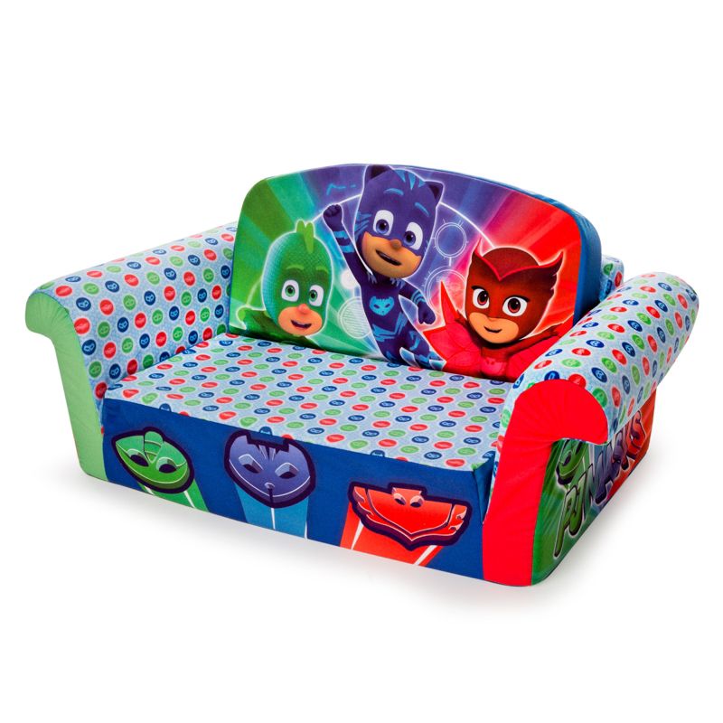 Marshmallow Furniture Comfy Foam Toddler 2-in-1 Couch & Chair Kids Furniture Package for Ages 2 Years Old and Up, PJ Masks