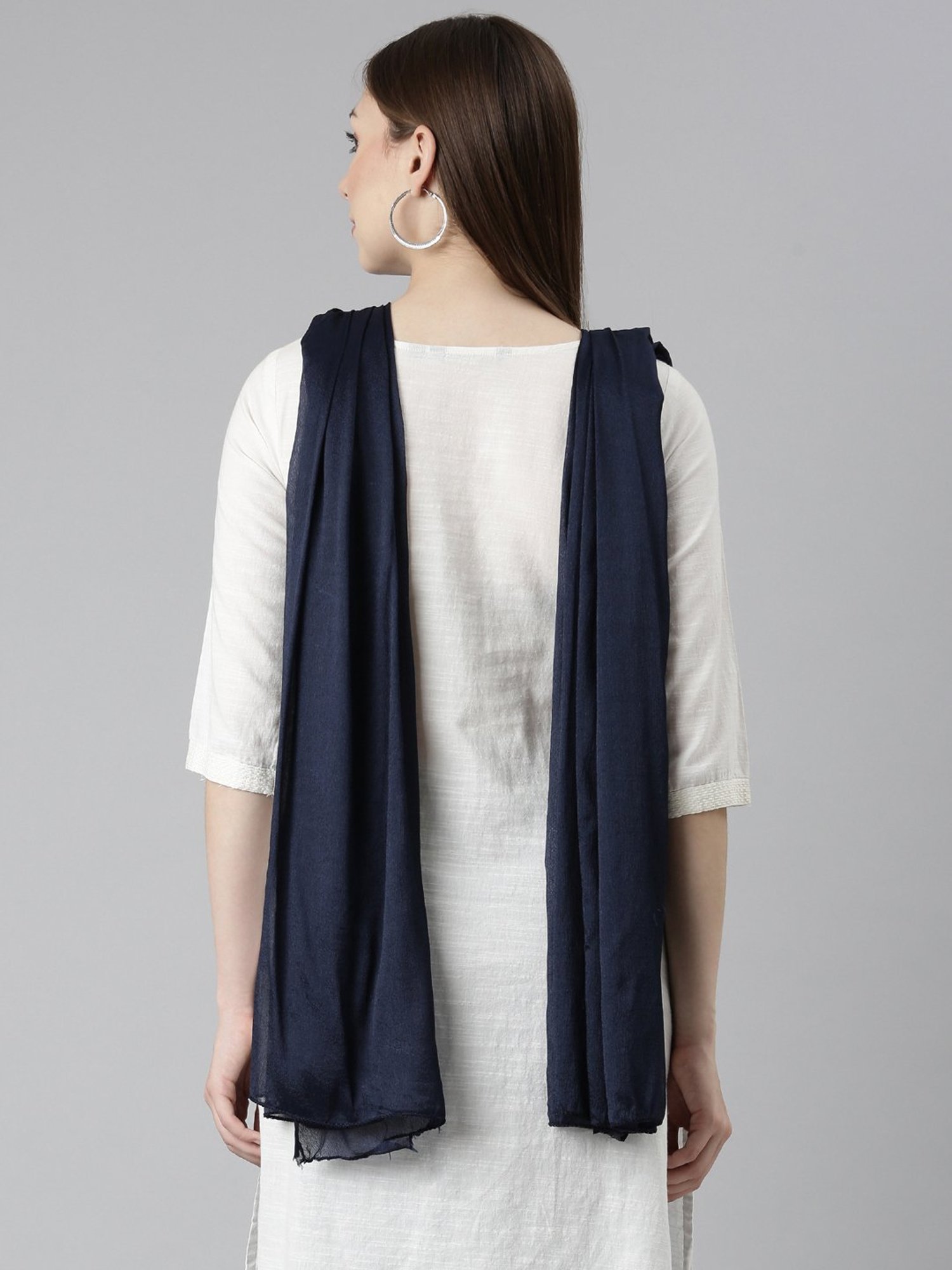 TWIN BIRDS Golden & Navy Plain Dupatta - Pack Of 2