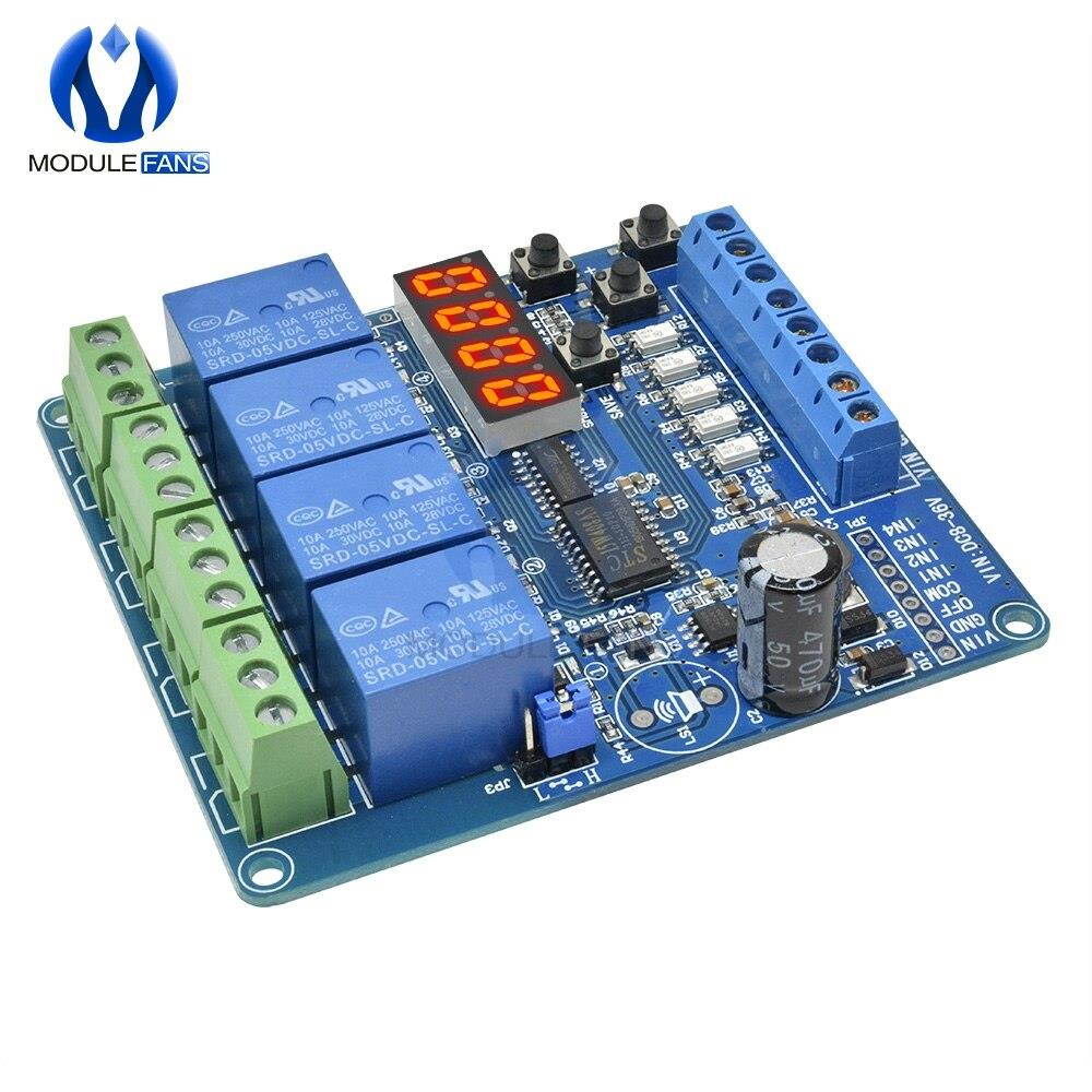 12 Wire Multi-function Industrial Grade Relay Module Wide Voltage Supply Module with Optocoupler 4CH 4 Channel CH Four Way