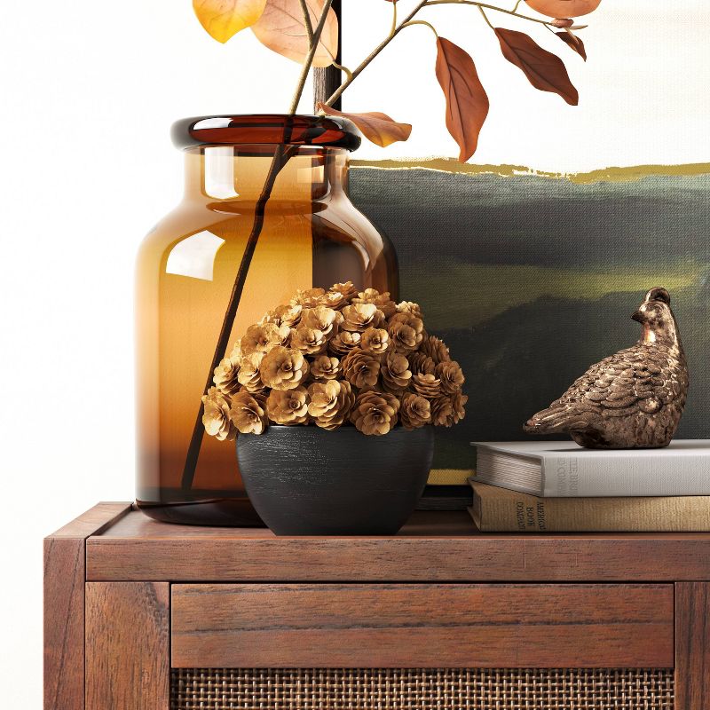 4.4" x 2.9" Decorative Stoneware Quail Figurine with Metallic Glaze Gold - Threshold™