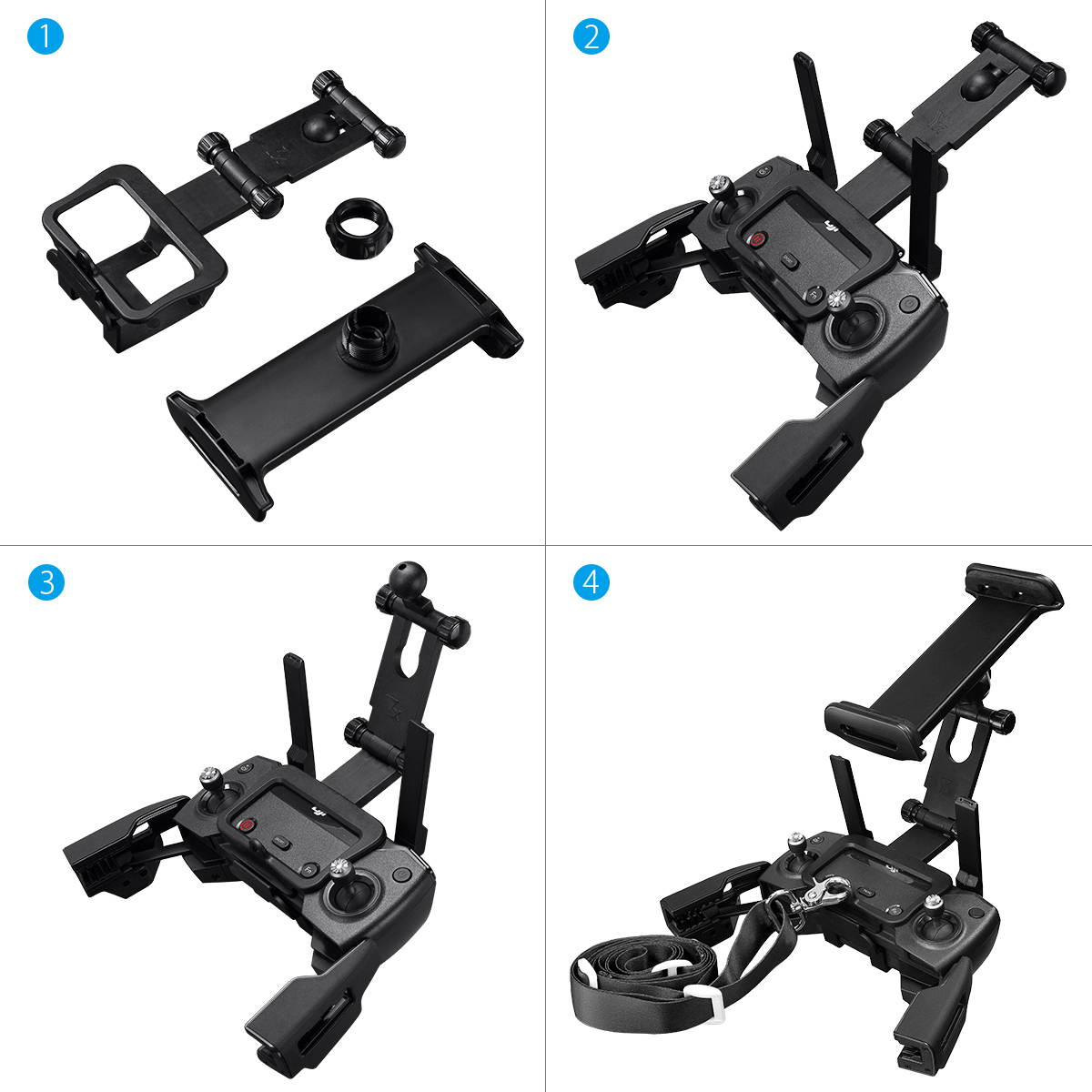 4-12 Inch Adjustable Extender Tablet Holder Mount with Neck Lanyard Strap for DJI Mavic Mini, Mavic 2 Pro/Zoom, DJI Spark/Mavic Pro/Mavic Air Remote Control