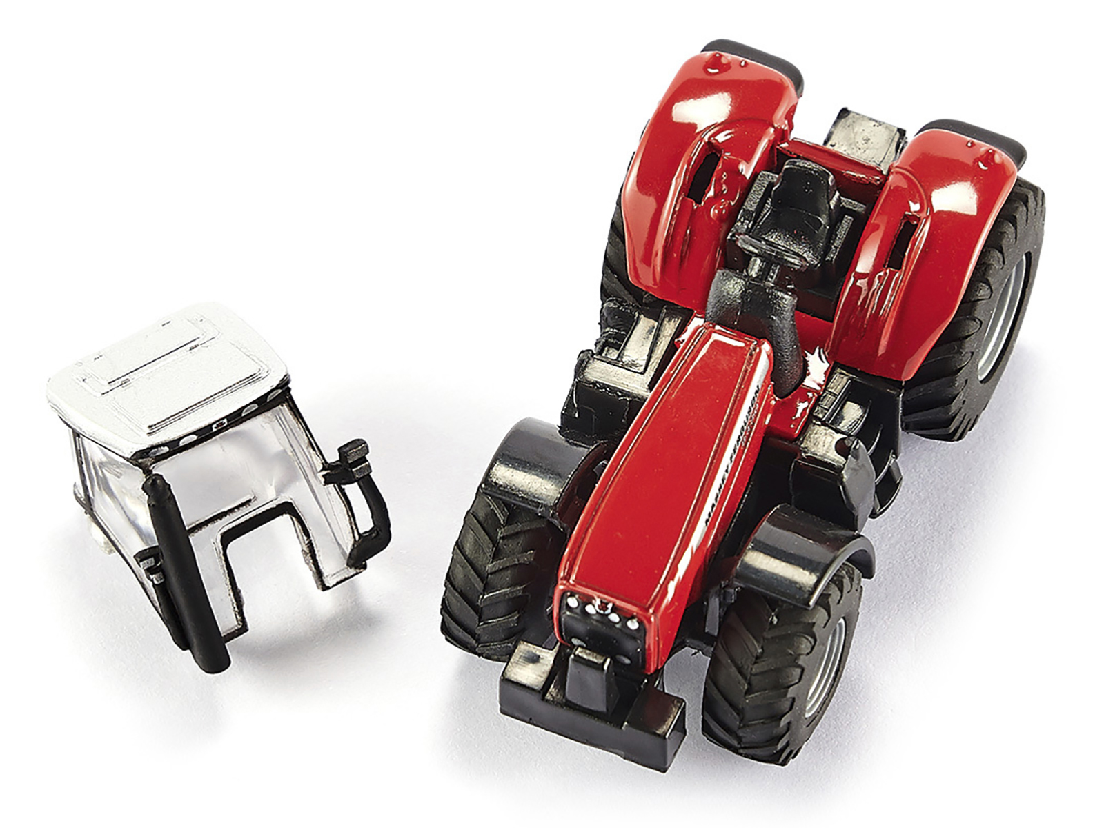 Massey Ferguson 8480 Dyna VT Tractor Red with Silver Top and Krampe Dump Trailer Red 1/87 (HO) Diecast Models by Siku