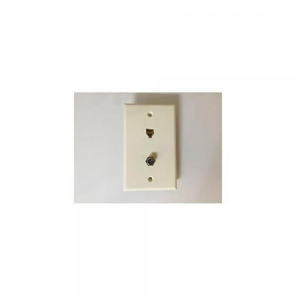 4 Pair With F Connector Standard Plate Almond