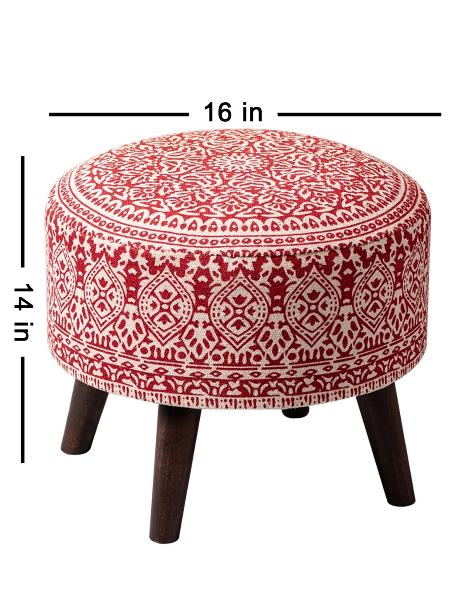 Chumbak French Sahara Solid Mustard Yellow Wood Ottoman