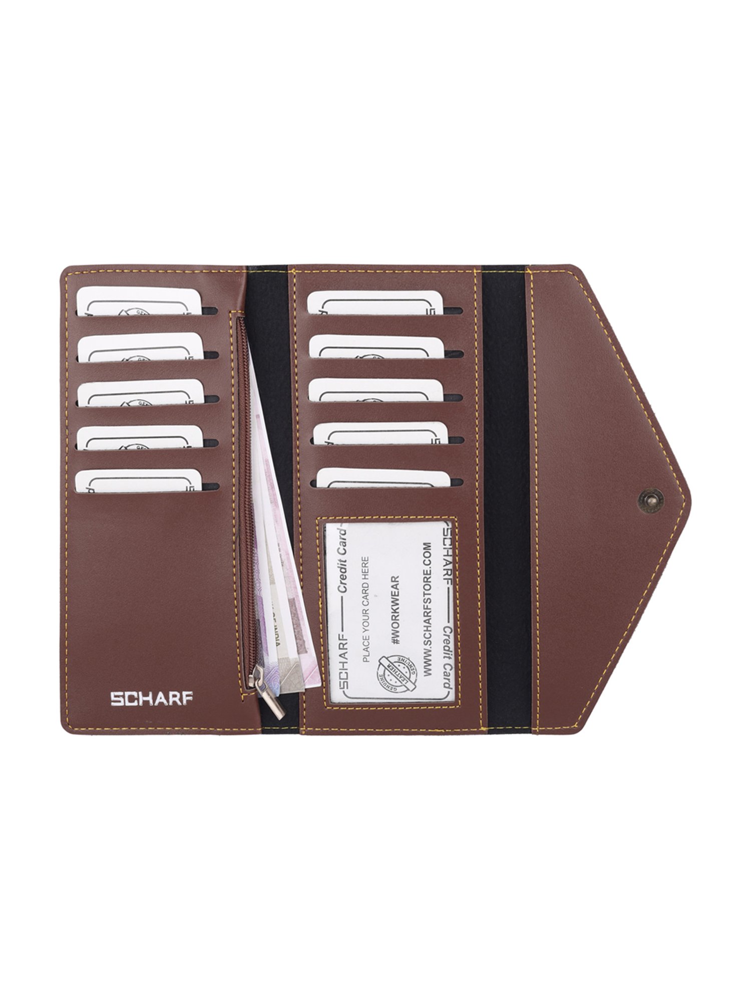 SCHARF Brown Solid Bi-Fold Wallet for Women