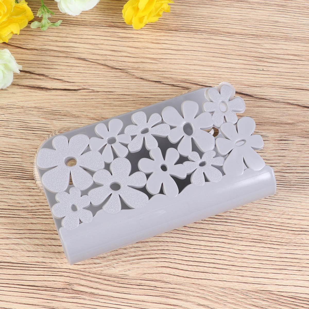 Sponge Holder with Suction Cup Sink Organizer Plastic Soap Dishwashing Drainer Rack(Grey)